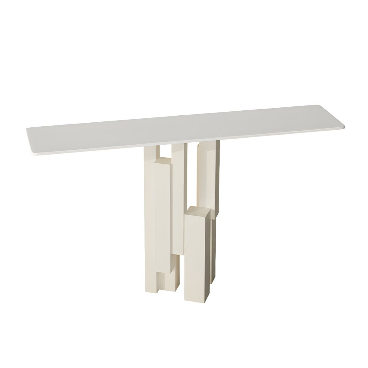 Modern Rectangle Console Table with Sintered Stone Top – Gold & Black Accent Foyer Table