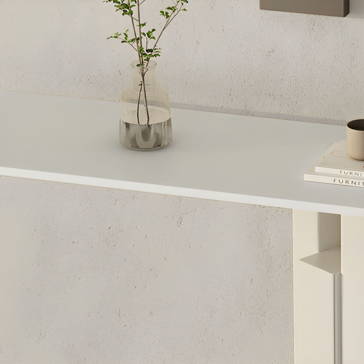 Modern Rectangle Console Table with Sintered Stone Top – Gold & Black Accent Foyer Table