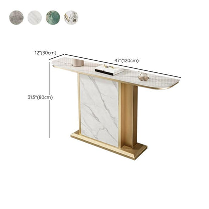 Vandana Interiors Chic Rectangular Console Table with Stone Top and Metal Base – Elegant Accent for Entryway or Living Room