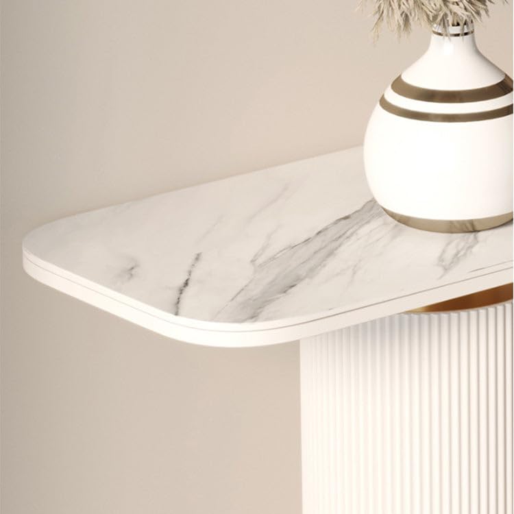 Mid-Century Modern Console Table with Marble Top – Rectangular Metal Frame for Entryway or Living Room