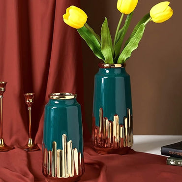 Brand New Gold-Plated Ceramic Vase Dining Table Decoration TV Cabinet Flower Vase