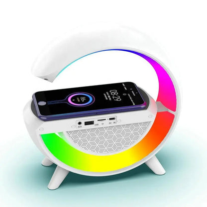 Wireless Charging Bluetooth Speaker with Colorful Bedside Lamp