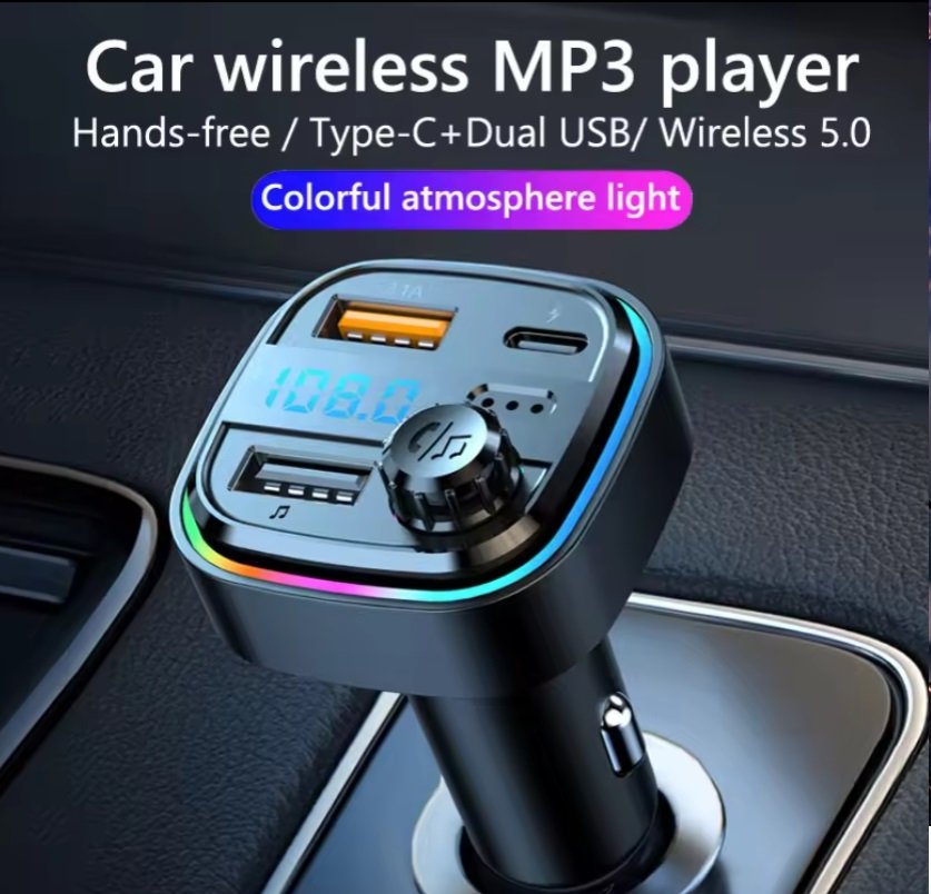 Bluetooth FM Transmitter With Dual USB & Type C Port