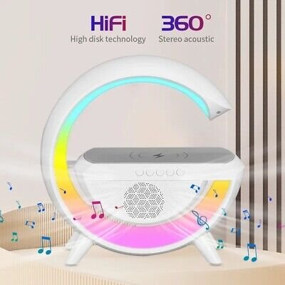 Wireless Charging Bluetooth Speaker with Colorful Bedside Lamp