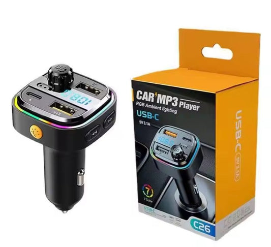 Bluetooth FM Transmitter With Dual USB & Type C Port