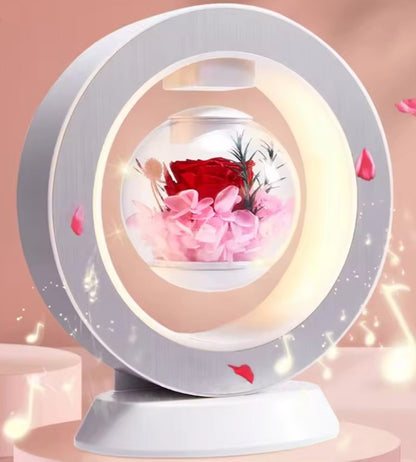 Led Magnetic Levitating Flower Bedroom Table Lamp with Rotation