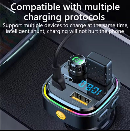 Bluetooth FM Transmitter With Dual USB & Type C Port