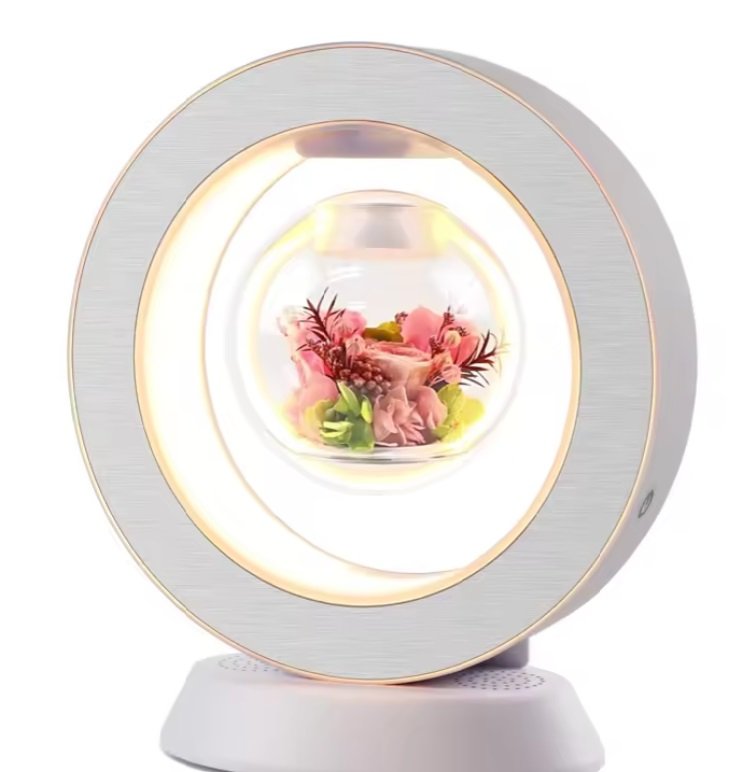 Led Magnetic Levitating Flower Bedroom Table Lamp with Rotation