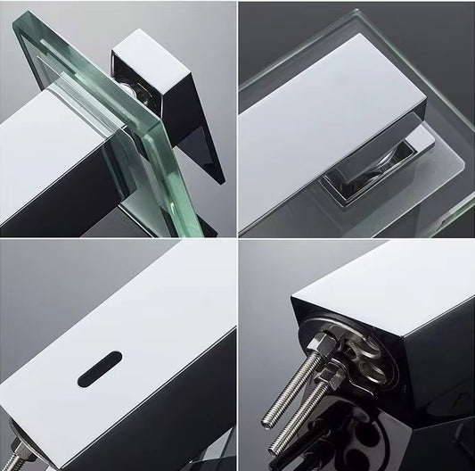Glass Waterfall Single Lever Basin Mixer for HOT and Cold Water