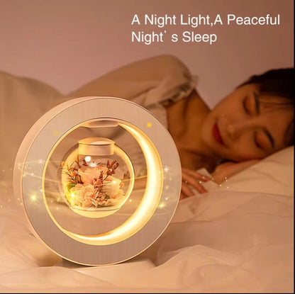 Led Magnetic Levitating Flower Bedroom Table Lamp with Rotation