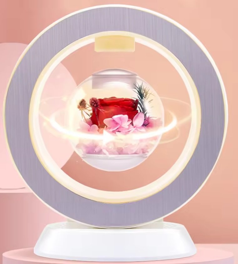 Led Magnetic Levitating Flower Bedroom Table Lamp with Rotation