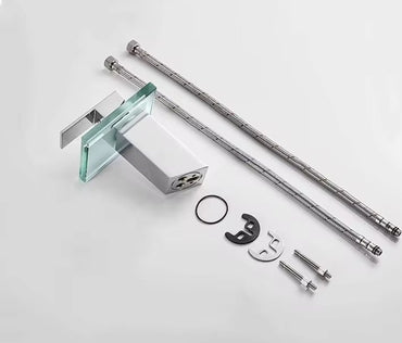 Glass Waterfall Single Lever Basin Mixer for HOT and Cold Water