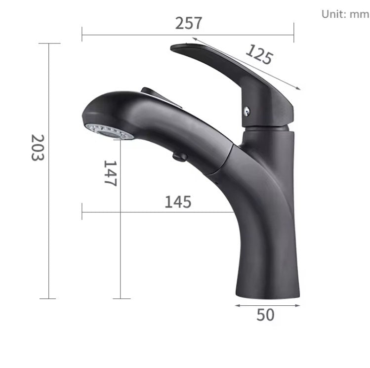 Bathroom Basin Pull Out Faucets Stainless Steel Hot Cold Water Mixer Tap 2 Mode Single Handle