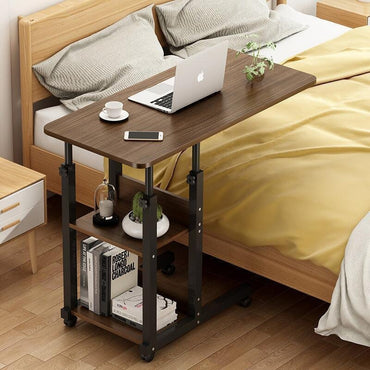 Overbed Table with Rolling Wheels Adjustable Laptop Desk