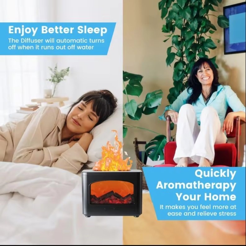Simulated Fireplace Air Humidifier Portable Aroma Diffuser Air Purification