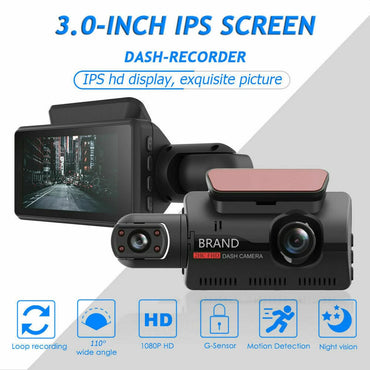 Dual lens Dashcam with 3' Display