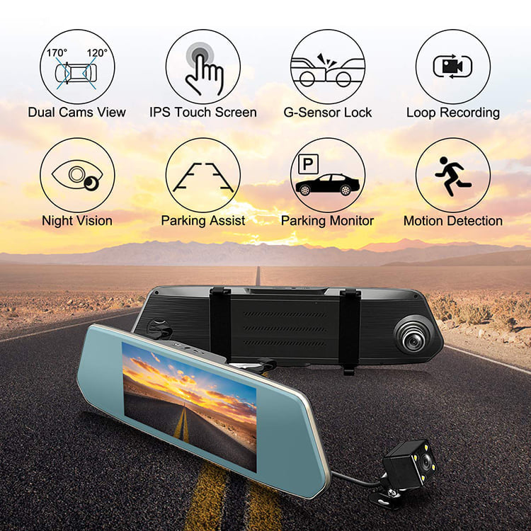 Reverse Camera 7" HD Touch Screen Camera with Dual Lens