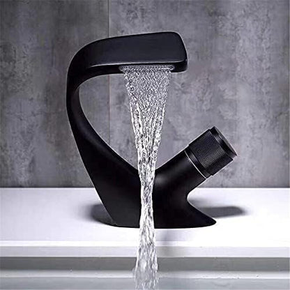 Black Chrome Finish Bathroom Faucet Sink Faucets Hot Cold Water Mixer Faucet Single Hole