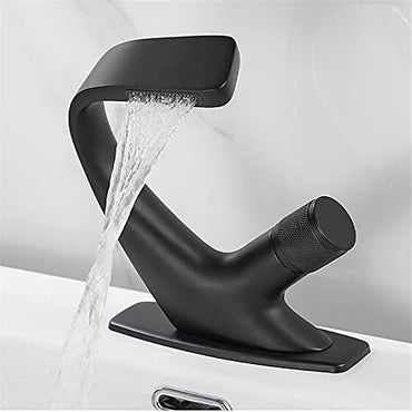 Black Chrome Finish Bathroom Faucet Sink Faucets Hot Cold Water Mixer Faucet Single Hole