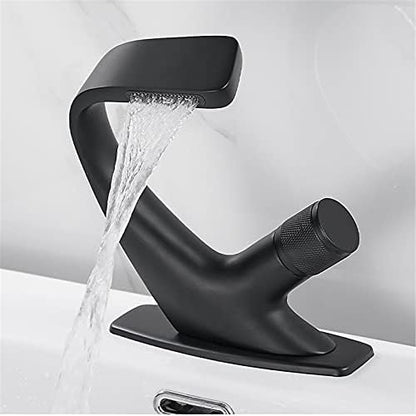 Black Chrome Finish Bathroom Faucet Sink Faucets Hot Cold Water Mixer Faucet Single Hole