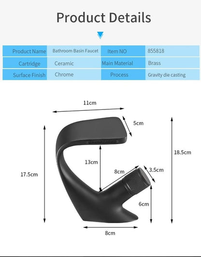 Black Chrome Finish Bathroom Faucet Sink Faucets Hot Cold Water Mixer Faucet Single Hole