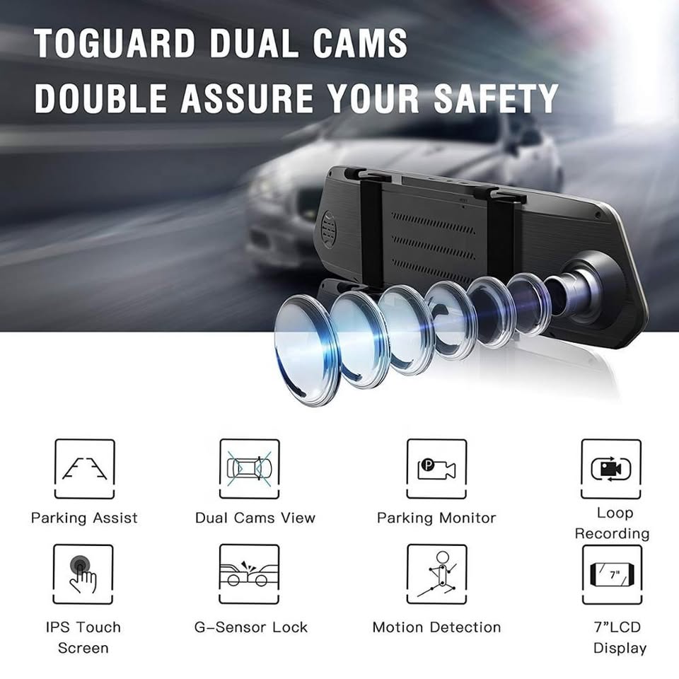 Reverse Camera 7" HD Touch Screen Camera with Dual Lens