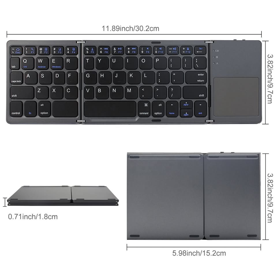 Wireless Bluetooth foldable Keyboard with Touchpad