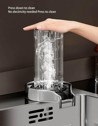 Modern Kitchen Sink Stainless Steel Sink Pull-Out Faucet with Cup Washer and Water Dispenser