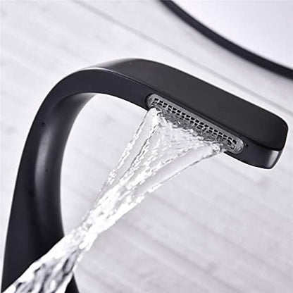 Black Chrome Finish Bathroom Faucet Sink Faucets Hot Cold Water Mixer Faucet Single Hole