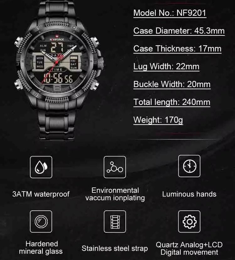 Brand New Naviforce Mens Watch Analog and Digital
