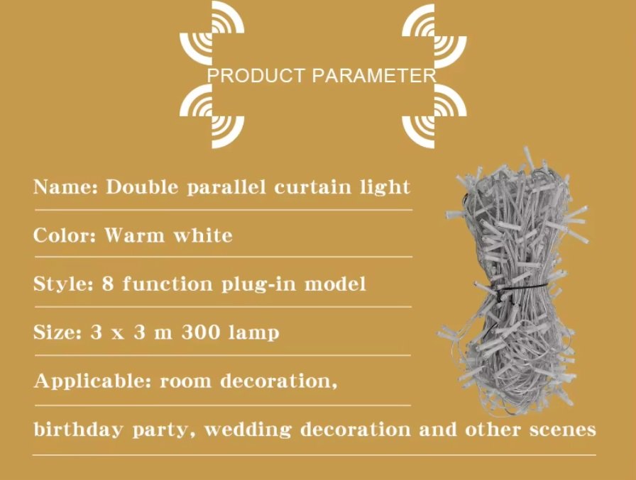 Warm White Decorartive Curtain Lights with different modes