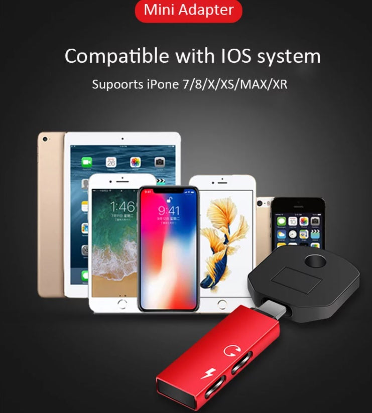 2 in 1 audio headphone adapter for dual lightning adapter