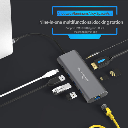 Brand New 9 in 1 Type C Hub with 3 USB, HDMI ,RJ 45,SD Card,TF card