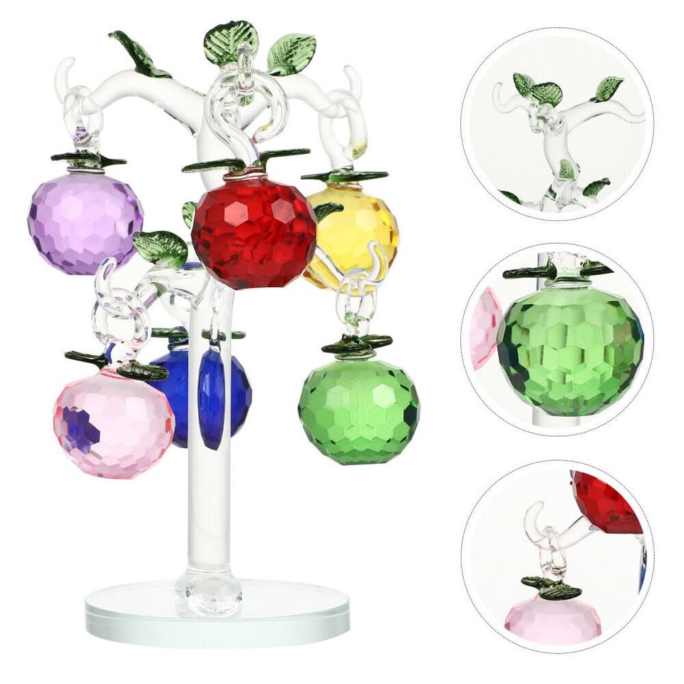 Artificial Crystal Tree Glass Apples Decor Crystal Ornament Fortune Tree Crystal