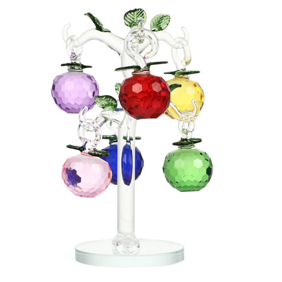 Artificial Crystal Tree Glass Apples Decor Crystal Ornament Fortune Tree Crystal