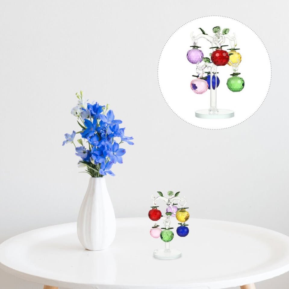 Artificial Crystal Tree Glass Apples Decor Crystal Ornament Fortune Tree Crystal