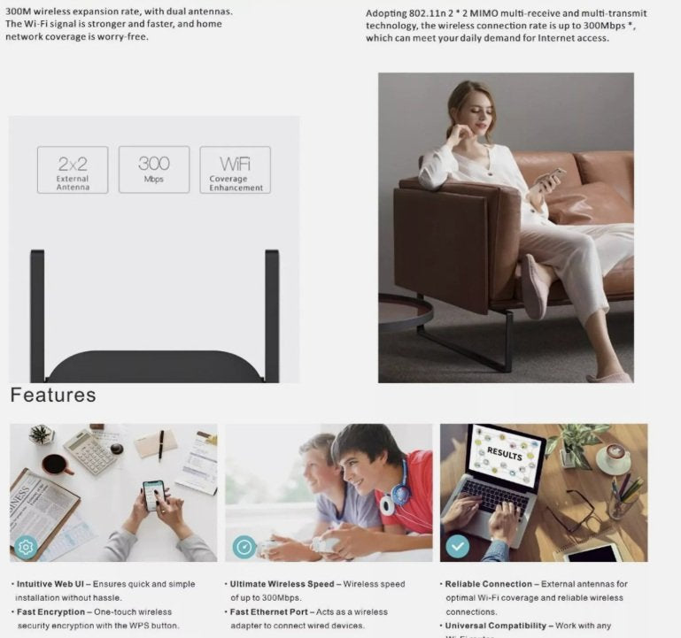 WiFi Range Extender AU 300 Mbps Wifi Router Repeater