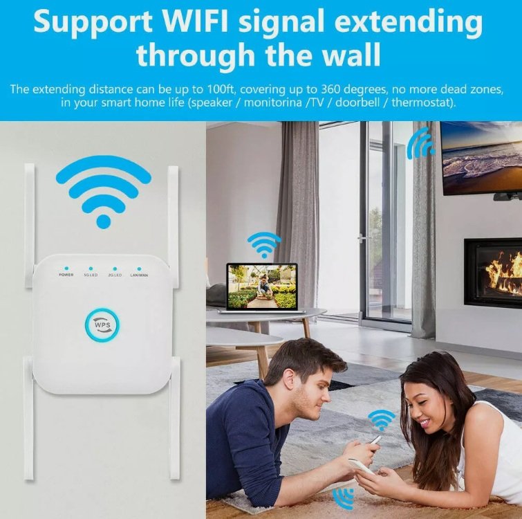 1300Mbps Dual Band Wireless WiFi Extender Repeater Router Range Signal Booster