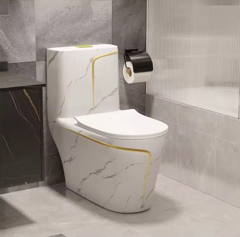 Luxury Toilet Marble Look with Gold Stripe