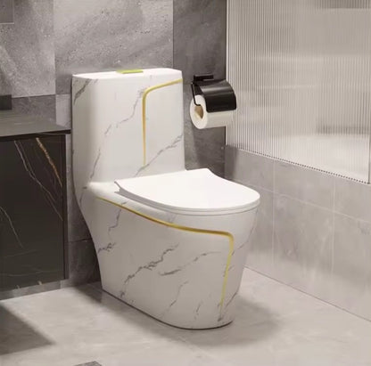 Luxury Toilet Marble Look with Gold Stripe