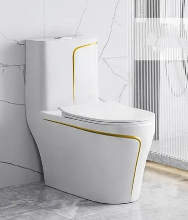 Luxury Floor Mounted Toilet With Golden Stripe