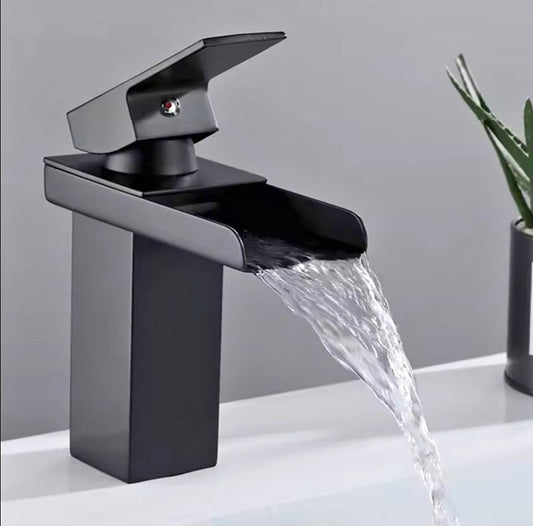 Stainless Steel Black Waterfall Bathroom Faucet