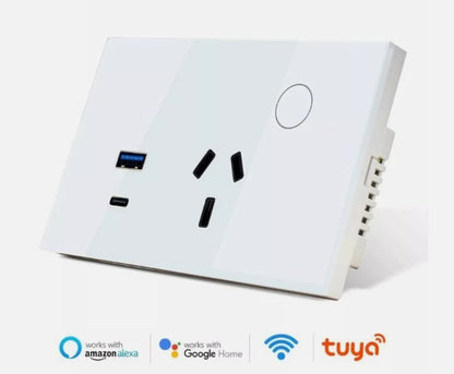 Wifi Smart Touch Switch Power Point AU Wall Socket With USB Outlet+ Type C PD30W