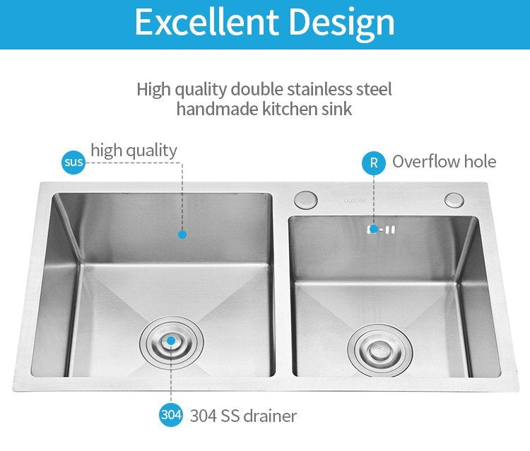 Stainless Steel Kitchen Sink With Strainer and Soap Dispenser