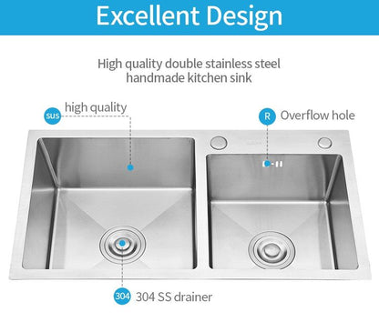Stainless Steel Kitchen Sink With Strainer and Soap Dispenser