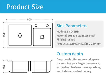 Stainless Steel Kitchen Sink With Strainer and Soap Dispenser
