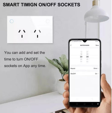 Smart Home Enabled Tempered Glass Touch Double Power Point Socket and Wi fi Control