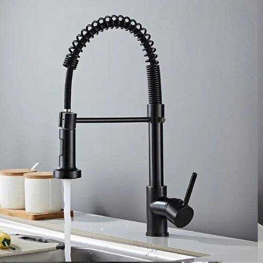 Black Kitchen Faucet Pull Down Single Handle Mixer Tap With 360 Rotation