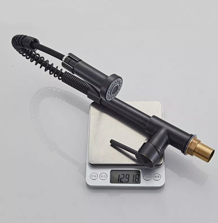 Black Kitchen Faucet Pull Down Single Handle Mixer Tap With 360 Rotation