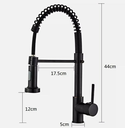 Black Kitchen Faucet Pull Down Single Handle Mixer Tap With 360 Rotation